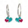 Pendientes Aro colgantes corazones en plata para niñas rosa fucsia turquesa amor regalos originales diferentes mocosa